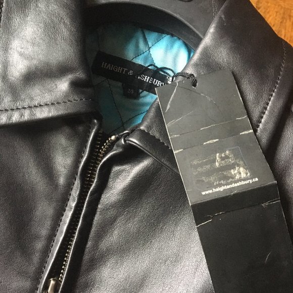 NWT Haight & Ashbury Mens Black Leather Jacket Moto Style - Picture 2 of 6